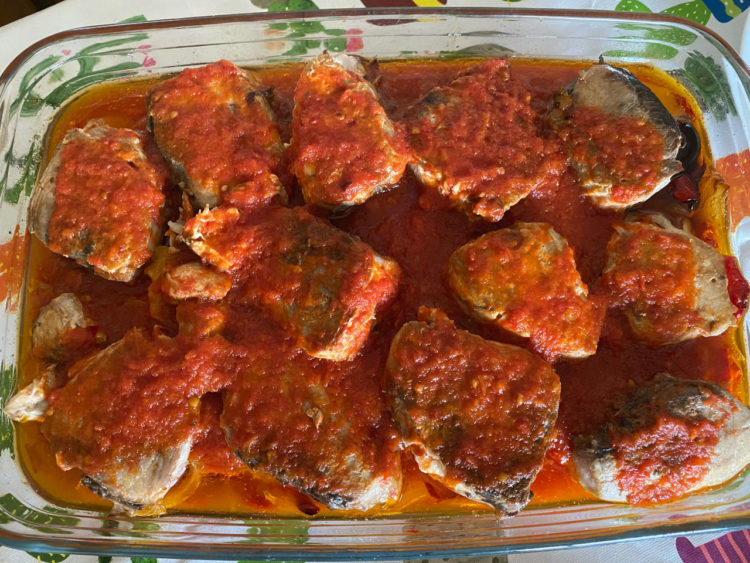 bonito en salsa de tomate al horno